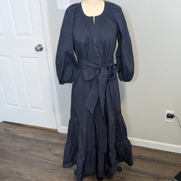 Tuckernuck Lyles Navy Maxi Dress with Belt Size XS